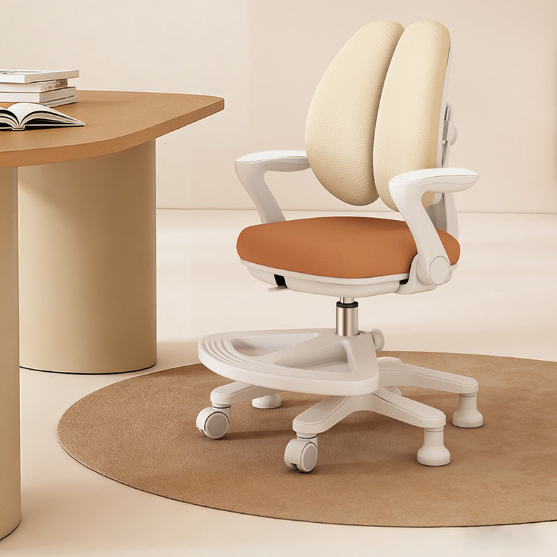 Chaise de bureau réglable en hauteur pour enfants avec design contemporain créatif à oreilles de lapin courbées, tissu en maille PP, dossier et accoudoirs, pour la maison et le bureau 