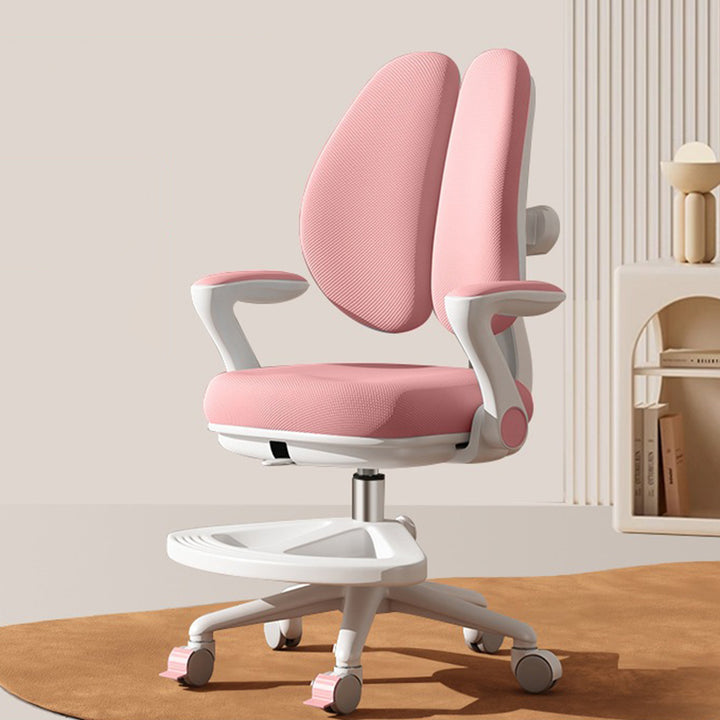 Chaise de bureau réglable en hauteur pour enfants avec design contemporain créatif à oreilles de lapin courbées, tissu en maille PP, dossier et accoudoirs, pour la maison et le bureau 