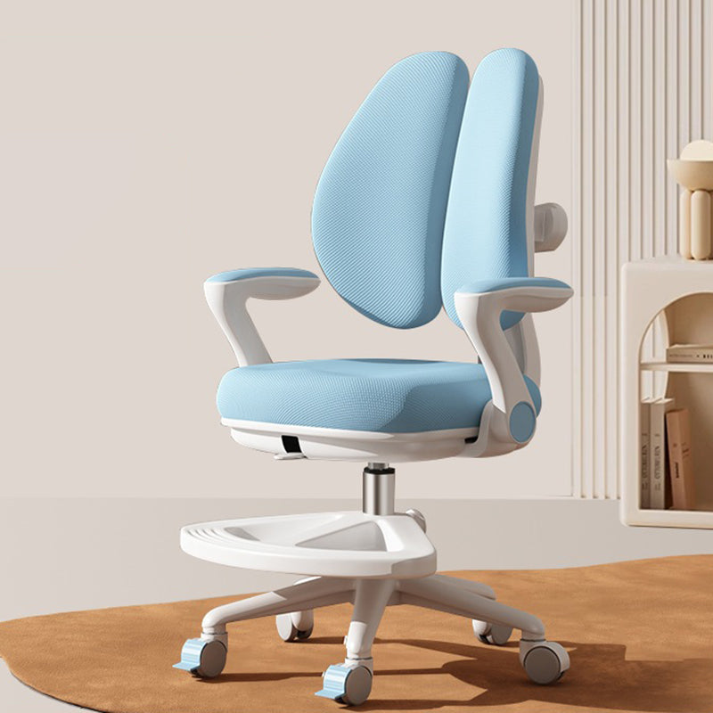Chaise de bureau réglable en hauteur pour enfants avec design contemporain créatif à oreilles de lapin courbées, tissu en maille PP, dossier et accoudoirs, pour la maison et le bureau 