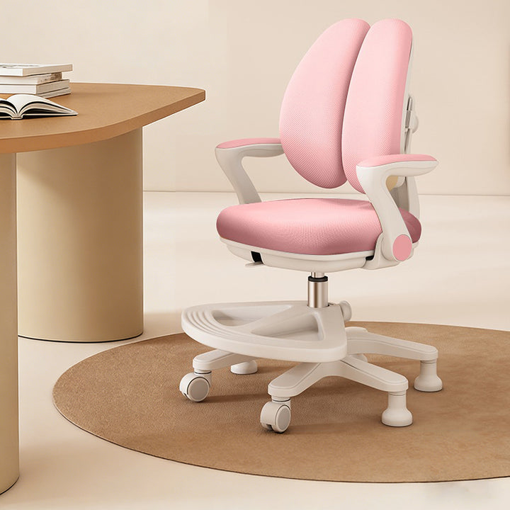 Chaise de bureau réglable en hauteur pour enfants avec design contemporain créatif à oreilles de lapin courbées, tissu en maille PP, dossier et accoudoirs, pour la maison et le bureau 