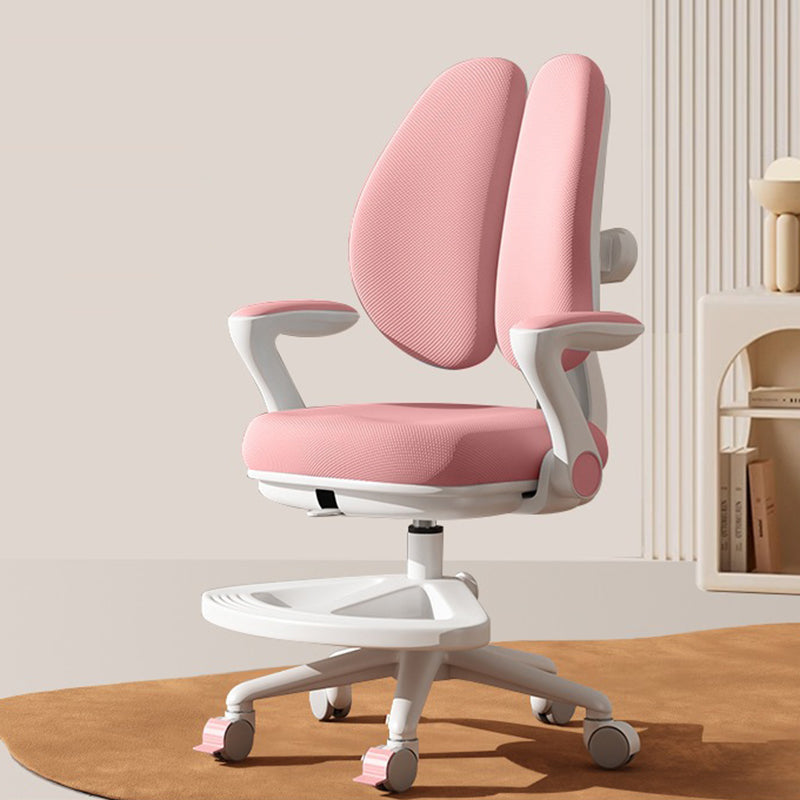 Chaise de bureau réglable en hauteur pour enfants avec design contemporain créatif à oreilles de lapin courbées, tissu en maille PP, dossier et accoudoirs, pour la maison et le bureau 
