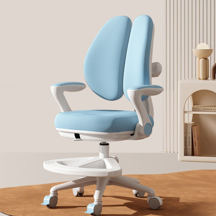Chaise de bureau réglable en hauteur pour enfants avec design contemporain créatif à oreilles de lapin courbées, tissu en maille PP, dossier et accoudoirs, pour la maison et le bureau 