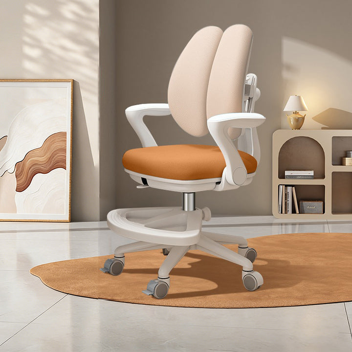 Chaise de bureau réglable en hauteur pour enfants avec design contemporain créatif à oreilles de lapin courbées, tissu en maille PP, dossier et accoudoirs, pour la maison et le bureau 