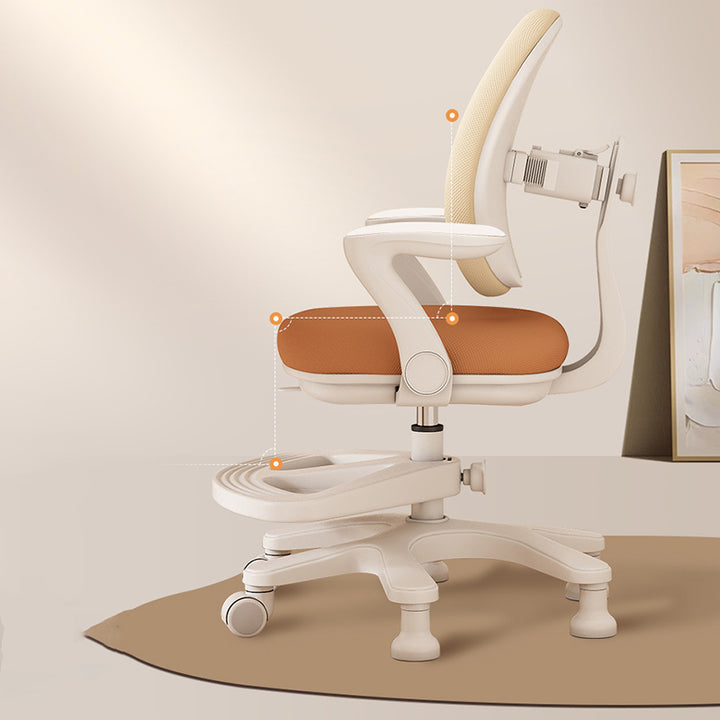 Chaise de bureau réglable en hauteur pour enfants avec design contemporain créatif à oreilles de lapin courbées, tissu en maille PP, dossier et accoudoirs, pour la maison et le bureau 