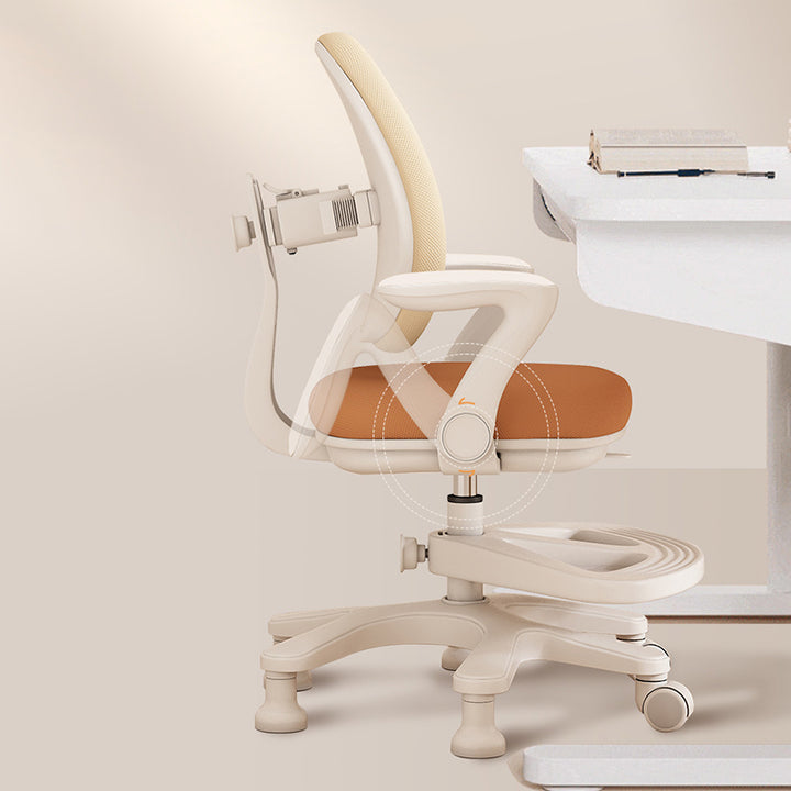 Chaise de bureau réglable en hauteur pour enfants avec design contemporain créatif à oreilles de lapin courbées, tissu en maille PP, dossier et accoudoirs, pour la maison et le bureau 