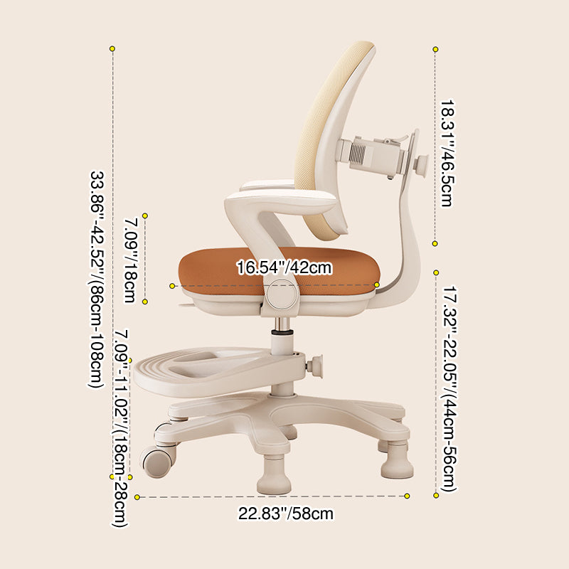 Chaise de bureau réglable en hauteur pour enfants avec design contemporain créatif à oreilles de lapin courbées, tissu en maille PP, dossier et accoudoirs, pour la maison et le bureau 