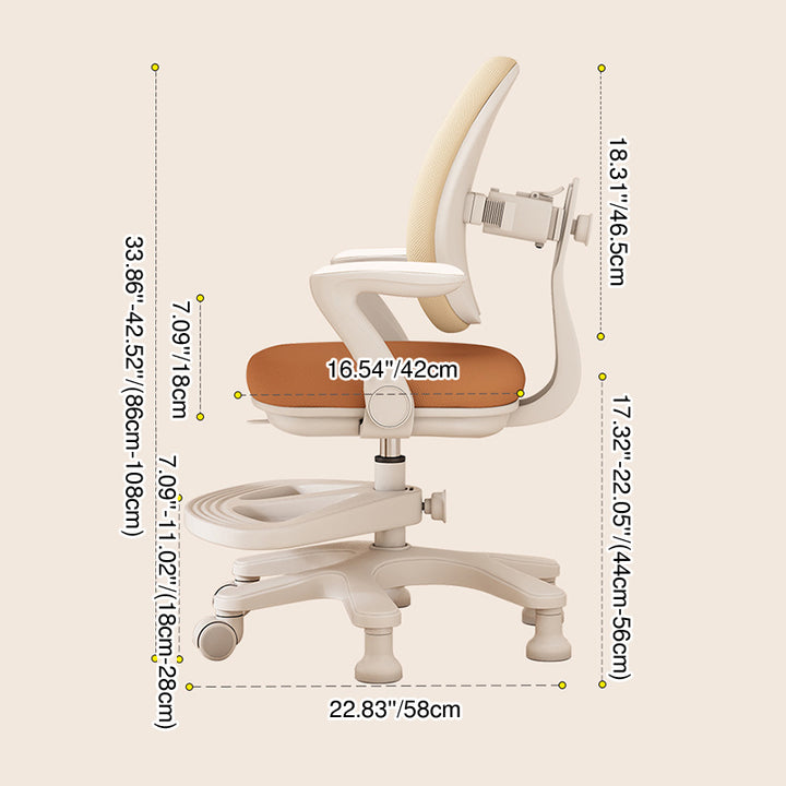 Contemporary Creative Curved Rabbit-Ear Design Kids PP Mesh Fabric Height-Adjustable Desk Chair Backrest Armrest For Home Office
