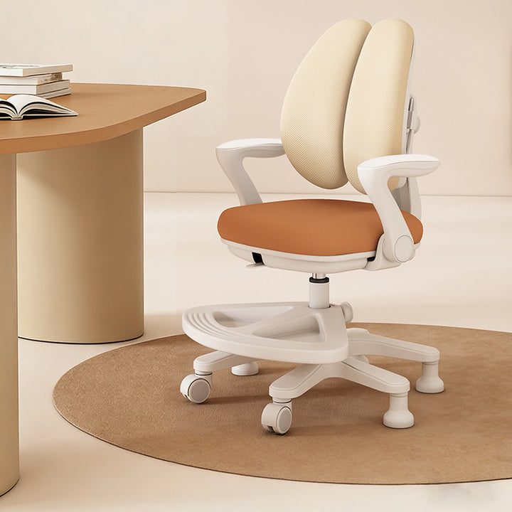 Chaise de bureau réglable en hauteur pour enfants avec design contemporain créatif à oreilles de lapin courbées, tissu en maille PP, dossier et accoudoirs, pour la maison et le bureau 