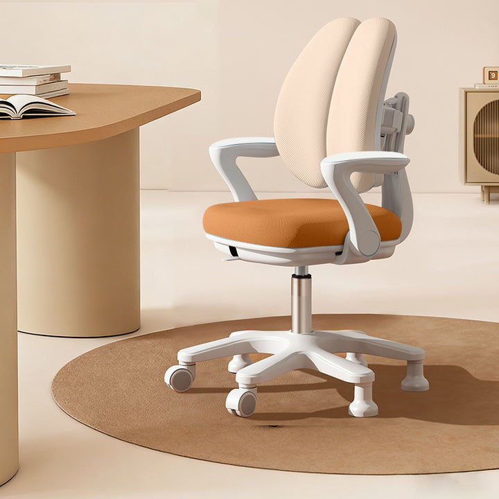 Chaise de bureau réglable en hauteur pour enfants avec design contemporain créatif à oreilles de lapin courbées, tissu en maille PP, dossier et accoudoirs, pour la maison et le bureau 