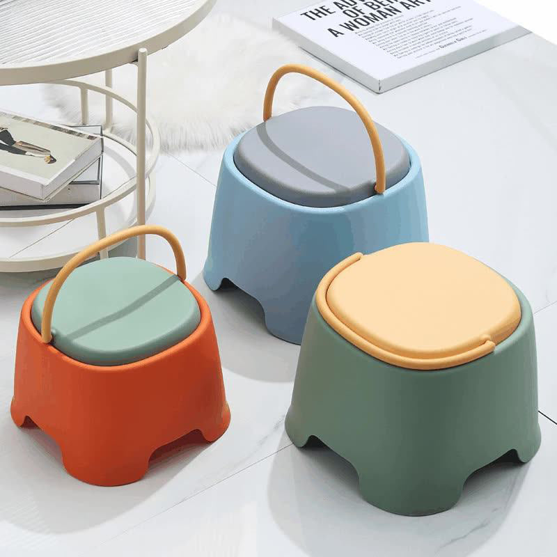 Contemporary Creative Cylindrical PP Kids Handheld Low Stool Backless &amp; Armless For Living Room