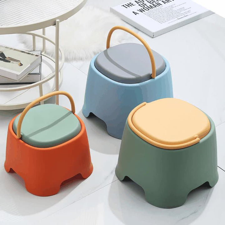Contemporary Creative Cylindrical PP Kids Handheld Low Stool Backless &amp; Armless For Living Room