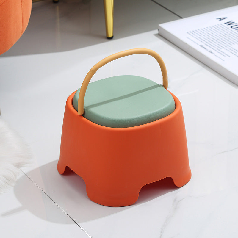 Contemporary Creative Cylindrical PP Kids Handheld Low Stool Backless &amp; Armless For Living Room
