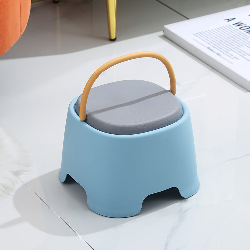 Contemporary Creative Cylindrical PP Kids Handheld Low Stool Backless &amp; Armless For Living Room