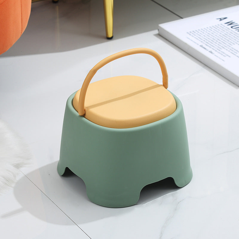 Contemporary Creative Cylindrical PP Kids Handheld Low Stool Backless &amp; Armless For Living Room