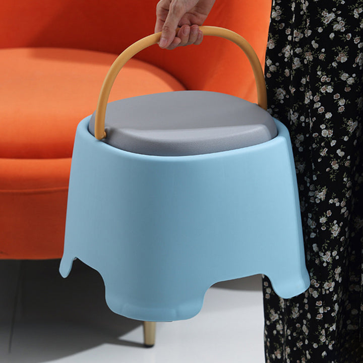 Contemporary Creative Cylindrical PP Kids Handheld Low Stool Backless &amp; Armless For Living Room