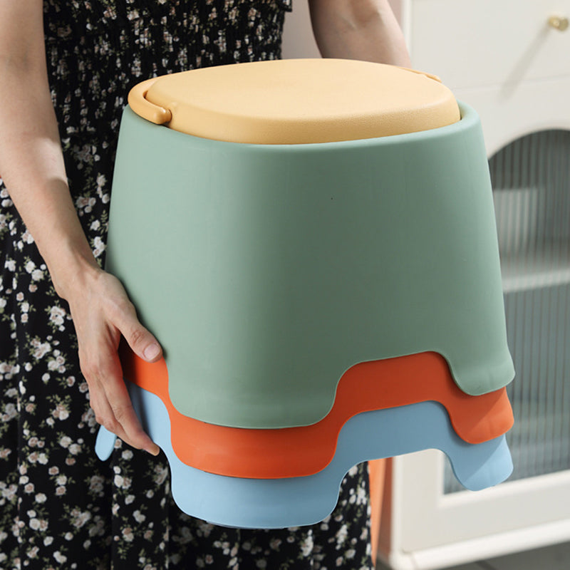 Contemporary Creative Cylindrical PP Kids Handheld Low Stool Backless &amp; Armless For Living Room