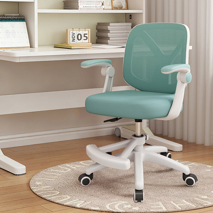Chaise de bureau moderne minimaliste rectangulaire en tissu maillé en PP et fer, avec dossier et accoudoirs en Y, pour la maison et le bureau 