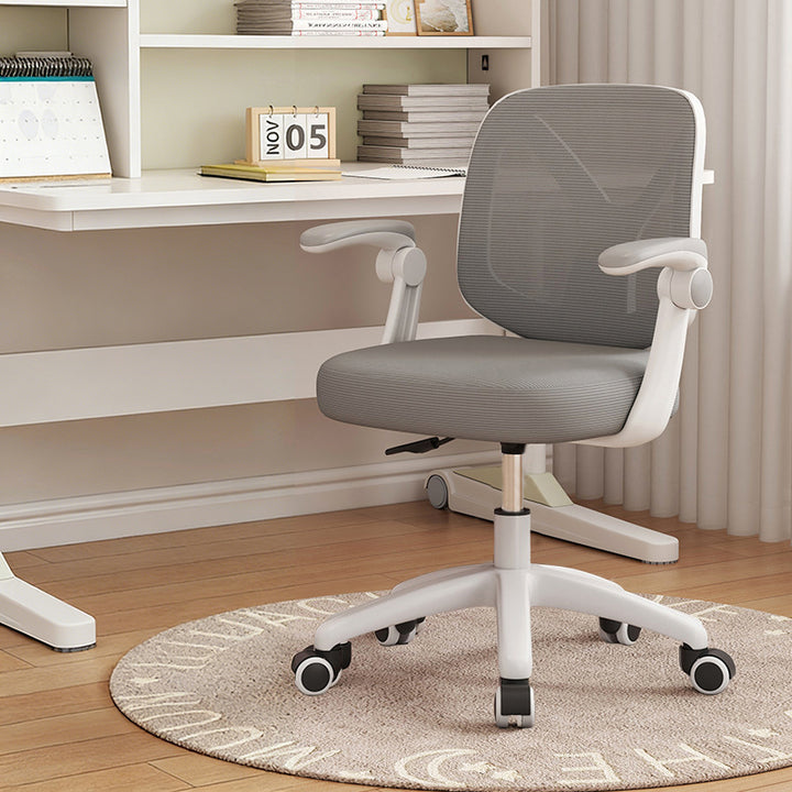 Chaise de bureau moderne minimaliste rectangulaire en tissu maillé en PP et fer, avec dossier et accoudoirs en Y, pour la maison et le bureau 