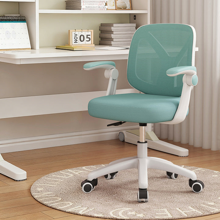 Chaise de bureau moderne minimaliste rectangulaire en tissu maillé en PP et fer, avec dossier et accoudoirs en Y, pour la maison et le bureau 