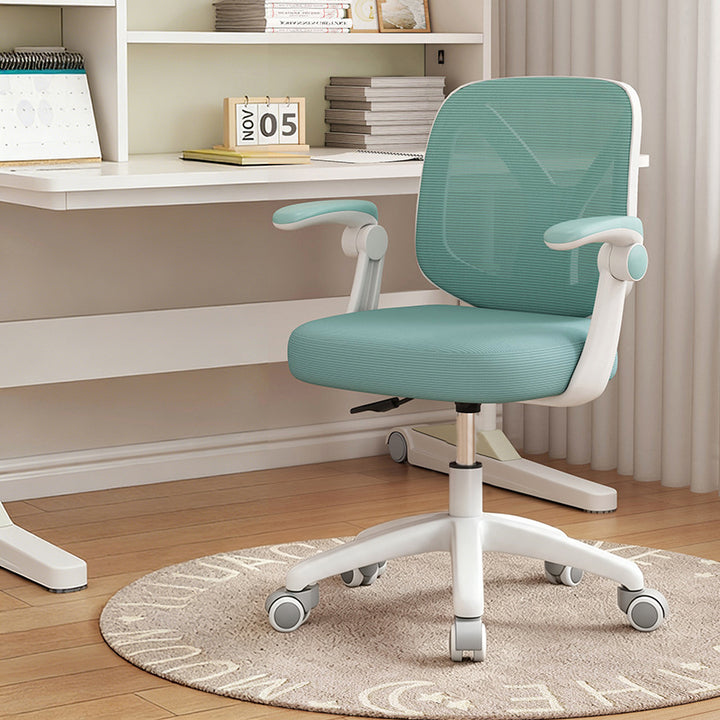 Chaise de bureau moderne minimaliste rectangulaire en tissu maillé en PP et fer, avec dossier et accoudoirs en Y, pour la maison et le bureau 