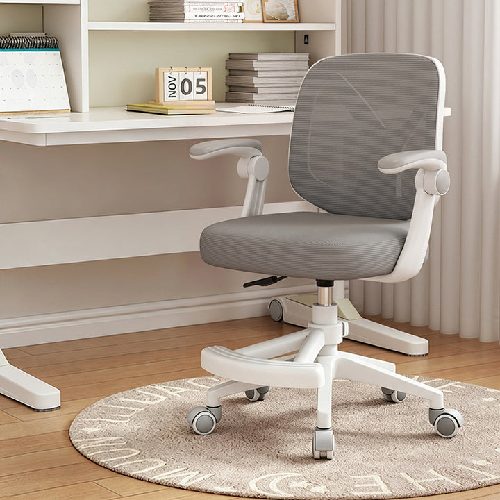 Chaise de bureau moderne minimaliste rectangulaire en tissu maillé en PP et fer, avec dossier et accoudoirs en Y, pour la maison et le bureau 
