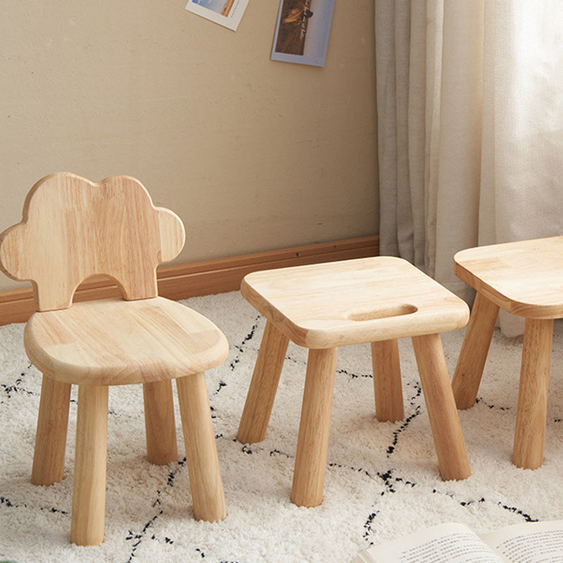 Contemporary Creative Cylindrical Cloud-Shaped Kids Rubberwood Multi-layer Plywood Low Stool Backrest Armless For Living Room