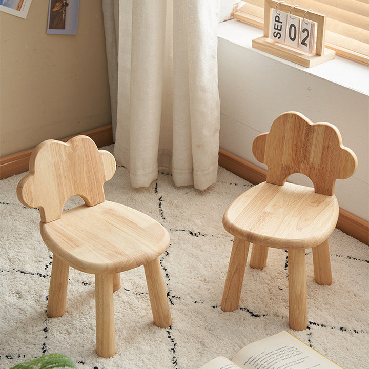 Zeitgenössischer kreativer zylinderförmiger wolkenförmiger Kinderhocker aus Gummibaumholz mit mehrschichtigem Sperrholz, niedrige Rückenlehne, ohne Armlehnen für das Wohnzimmer 