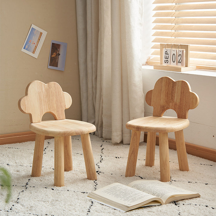 Zeitgenössischer kreativer zylinderförmiger wolkenförmiger Kinderhocker aus Gummibaumholz mit mehrschichtigem Sperrholz, niedrige Rückenlehne, ohne Armlehnen für das Wohnzimmer 