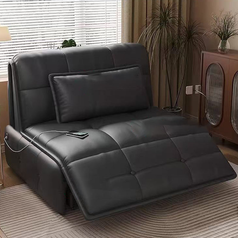 Modern Minimalist Rectangular Faux Leather Carbon Steel Foldable Accent Chair Backrest Armless For Living Room