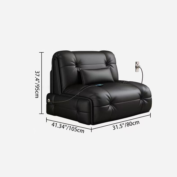 Chaise d'appoint pliante rectangulaire minimaliste moderne en similicuir et acier au carbone, sans accoudoirs et avec dossier, pour salon 