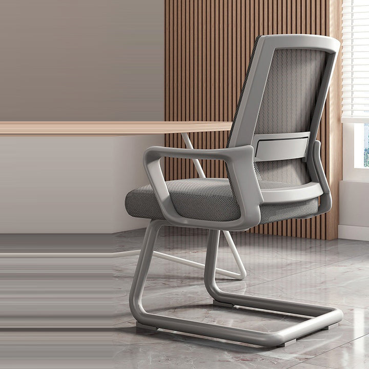 Modern Minimalist Rectangular Bow-Shaped Mesh Fabric Microfiber Leather Solid Wood PP Steel Desk Chair Backrest Armrest For Home Office