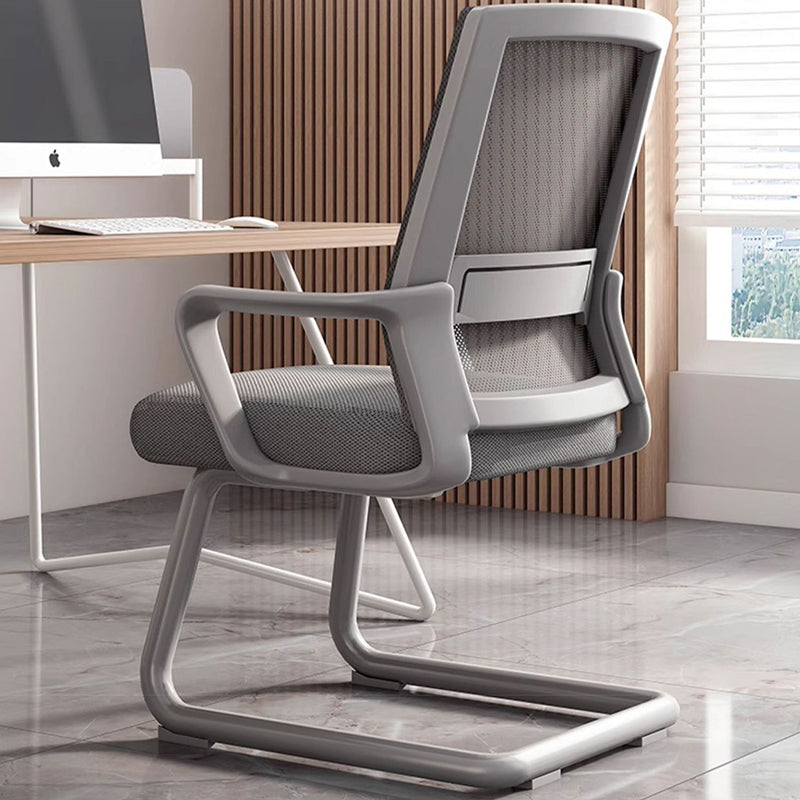 Modern Minimalist Rectangular Bow-Shaped Mesh Fabric Microfiber Leather Solid Wood PP Steel Desk Chair Backrest Armrest For Home Office