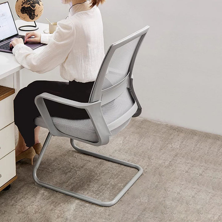 Modern Minimalist Rectangular Bow-Shaped Mesh Fabric Microfiber Leather Solid Wood PP Steel Desk Chair Backrest Armrest For Home Office