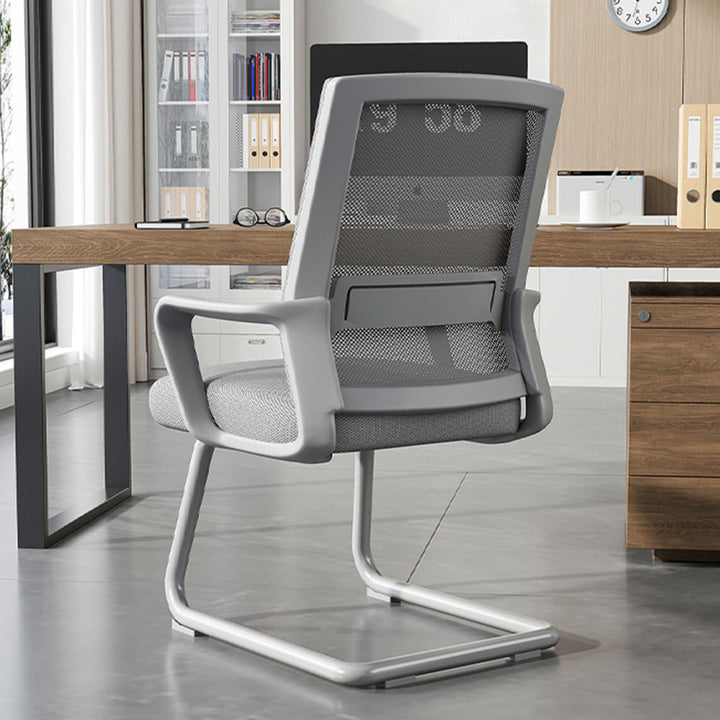 Chaise de bureau pour maison et bureau, dossier et accoudoirs en bois massif, PP et acier, en tissu maillé, microfibre cuir, forme d'arc rectangulaire, style minimaliste moderne 