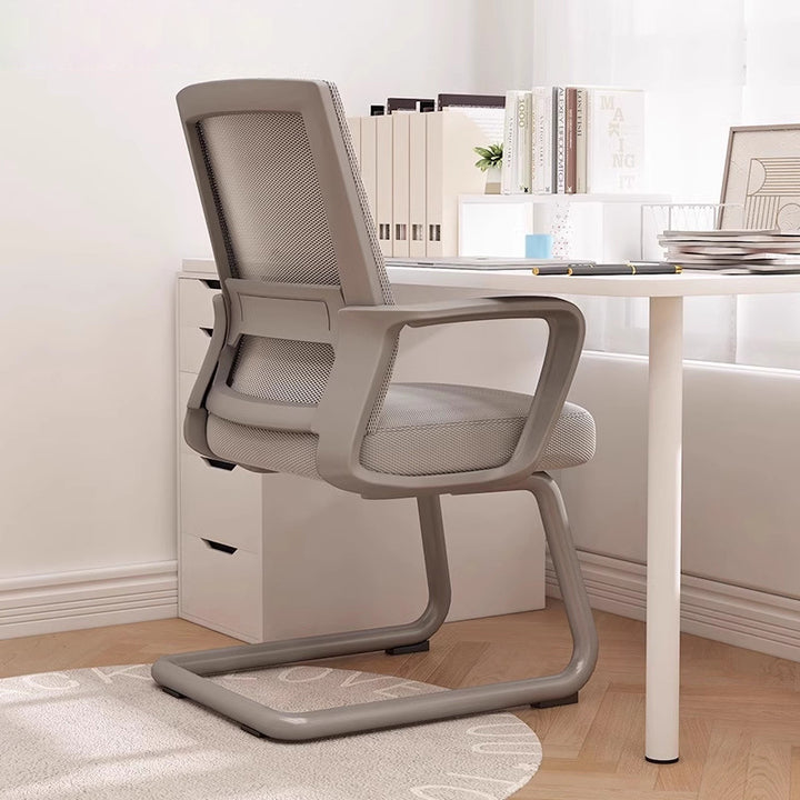 Modern Minimalist Rectangular Bow-Shaped Mesh Fabric Microfiber Leather Solid Wood PP Steel Desk Chair Backrest Armrest For Home Office