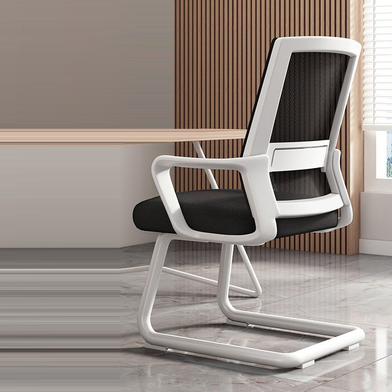 Modern Minimalist Rectangular Bow-Shaped Mesh Fabric Microfiber Leather Solid Wood PP Steel Desk Chair Backrest Armrest For Home Office