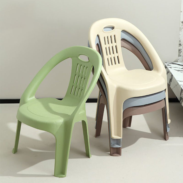 Tabouret bas empilable pour enfants en PP, moderne, minimaliste et courbé, sans dossier ni accoudoirs, pour salon 