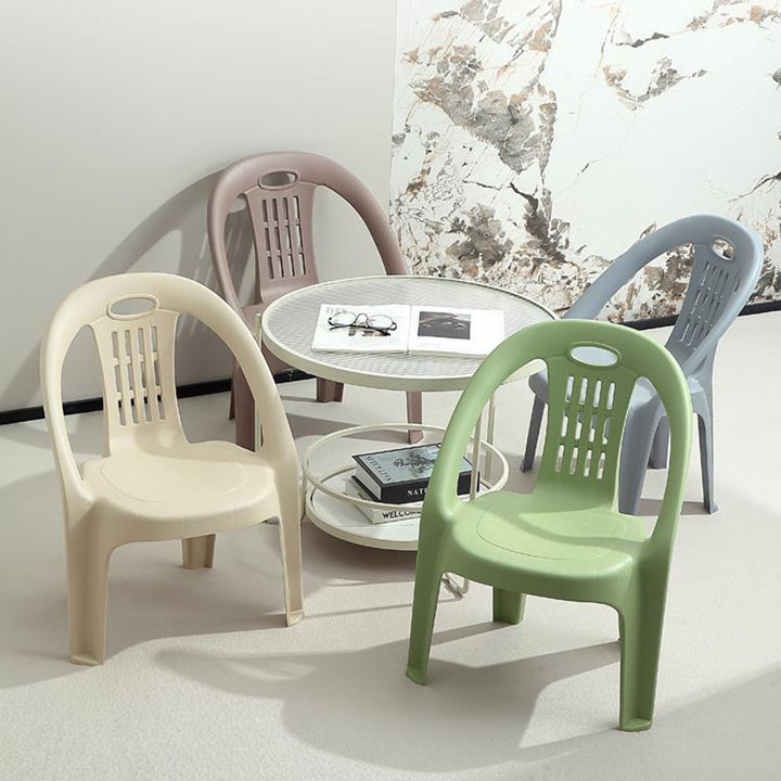 Tabouret bas empilable pour enfants en PP, moderne, minimaliste et courbé, sans dossier ni accoudoirs, pour salon 