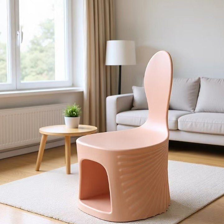 Contemporary Creative Wave Shell Design PE Kids Dining Chair Backrest Armless For Dining Room & Kitchen
