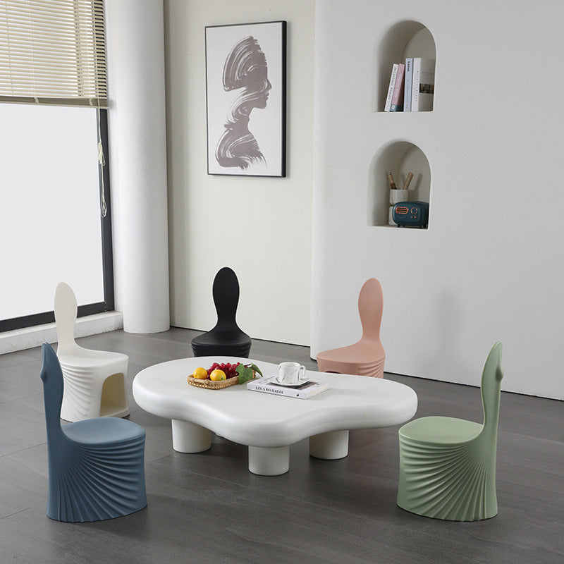 Diseño de Concha de Ola Creativa Contemporánea Silla de Comedor para Niños PE Respaldo Sin Brazos Para Comedor y Cocina 