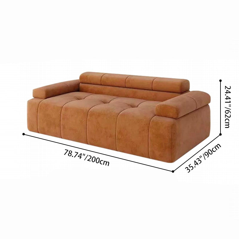 Contemporary Scandinavian High-Resilience Foam Velvet Compressed Sofa - Rectangular Modular Low-Profile Sofa For Living Room