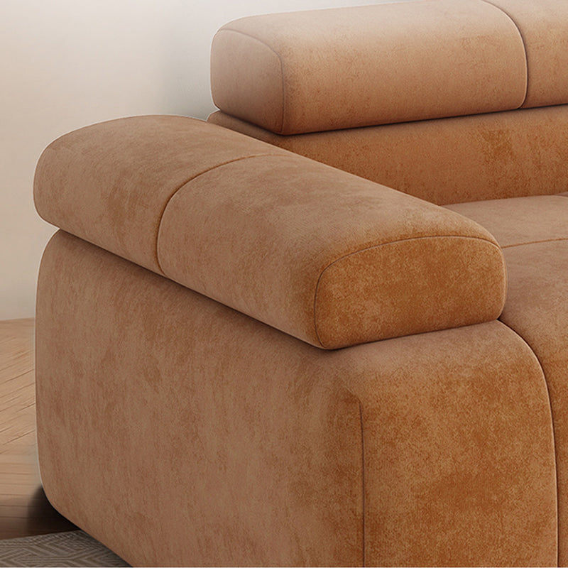 Contemporary Scandinavian High-Resilience Foam Velvet Compressed Sofa - Rectangular Modular Low-Profile Sofa For Living Room