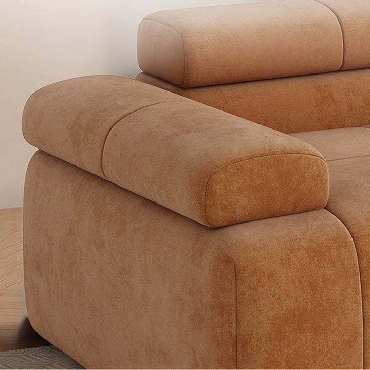 Contemporary Scandinavian High-Resilience Foam Velvet Compressed Sofa - Rectangular Modular Low-Profile Sofa For Living Room