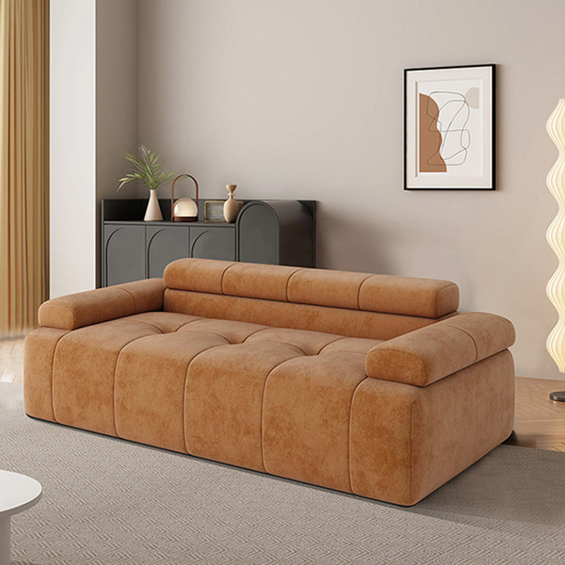 Contemporary Scandinavian High-Resilience Foam Velvet Compressed Sofa - Rectangular Modular Low-Profile Sofa For Living Room