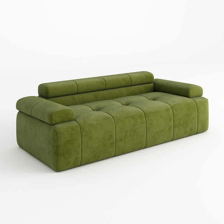 Contemporary Scandinavian High-Resilience Foam Velvet Compressed Sofa - Rectangular Modular Low-Profile Sofa For Living Room