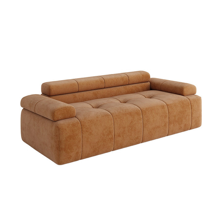 Contemporary Scandinavian High-Resilience Foam Velvet Compressed Sofa - Rectangular Modular Low-Profile Sofa For Living Room