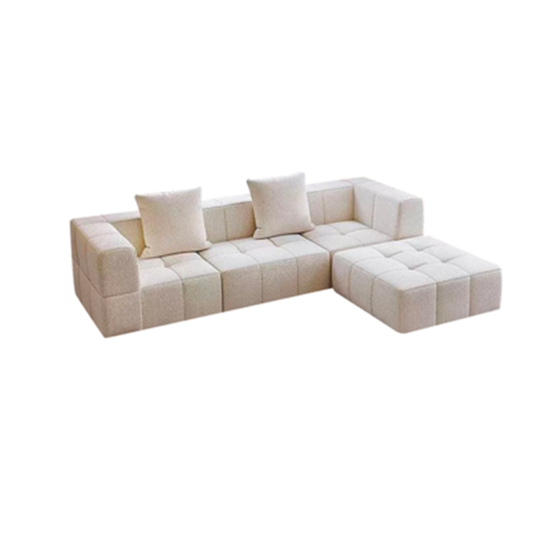 Contemporary Scandinavian Sherpa Fabric High-Resilience Foam Modular Compression Sofa - Rectangular Space-Saving Sofa For Living Room