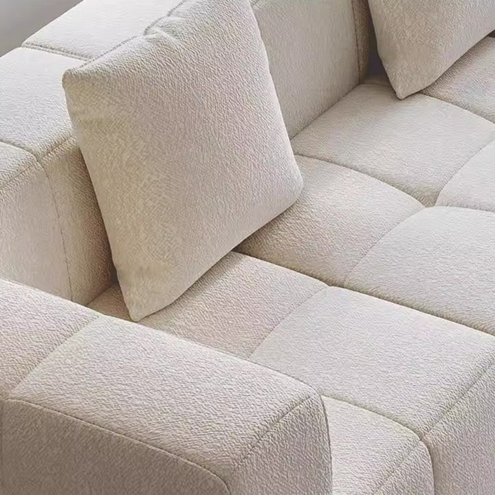 Contemporary Scandinavian Sherpa Fabric High-Resilience Foam Modular Compression Sofa - Rectangular Space-Saving Sofa For Living Room