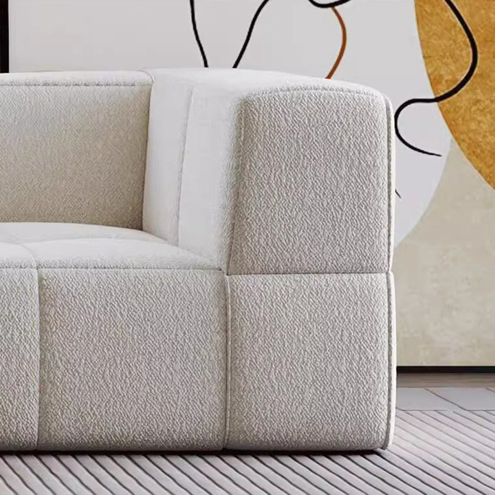 Contemporary Scandinavian Sherpa Fabric High-Resilience Foam Modular Compression Sofa - Rectangular Space-Saving Sofa For Living Room