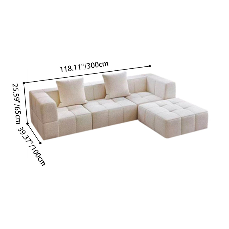 Contemporary Scandinavian Sherpa Fabric High-Resilience Foam Modular Compression Sofa - Rectangular Space-Saving Sofa For Living Room